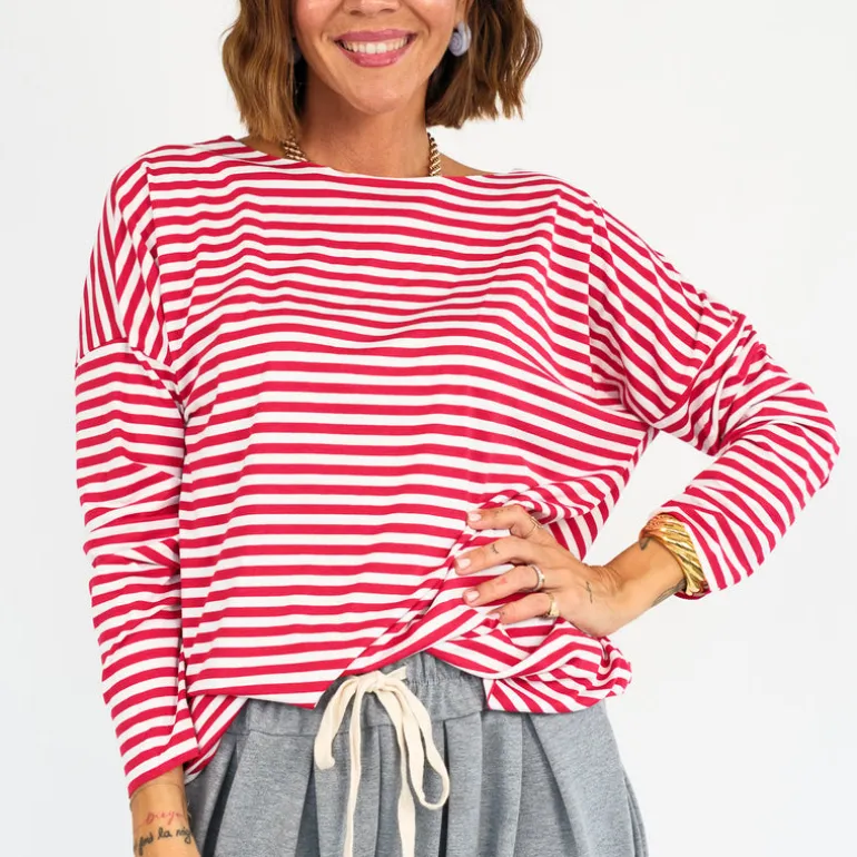T-shirt over taglio laser a righe