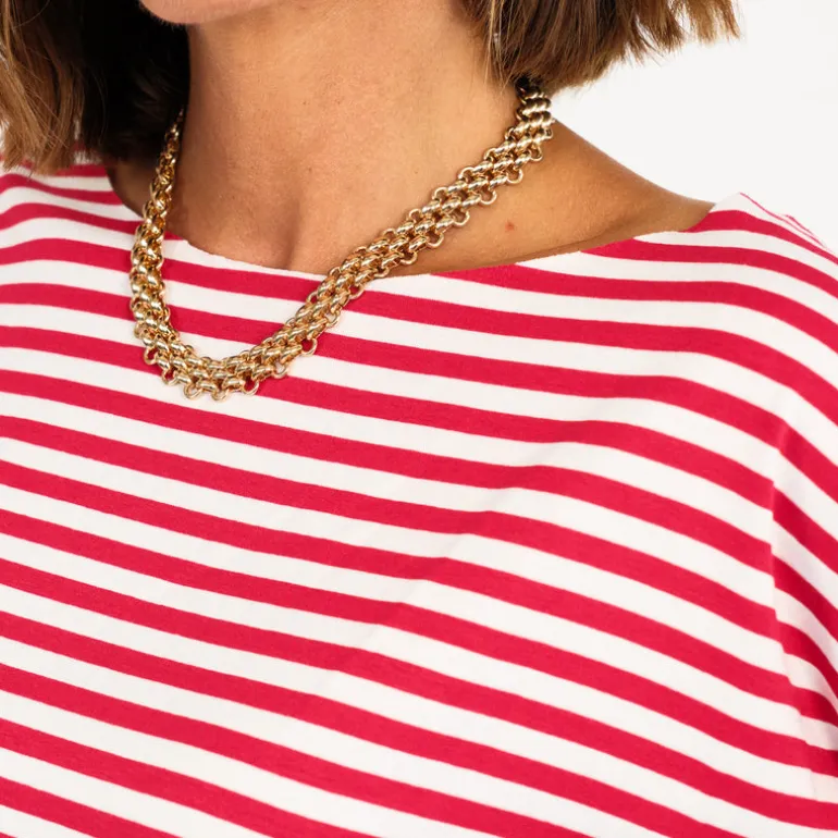 T-shirt over taglio laser a righe